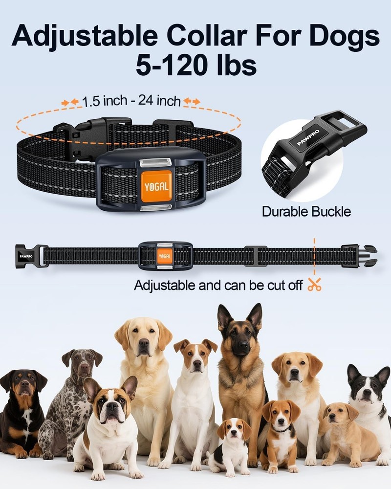 Electronic Dog Shock Collar for Large, Medium, Small Dogs - Adjustable & Durable