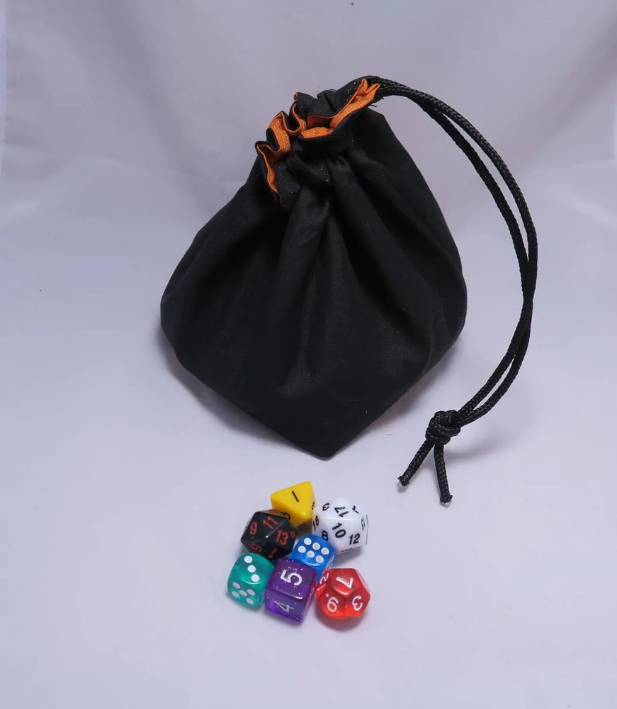 Dice Bag, Plain Orange Square Base Pouch for Board Games D&D Tabletop Gaming