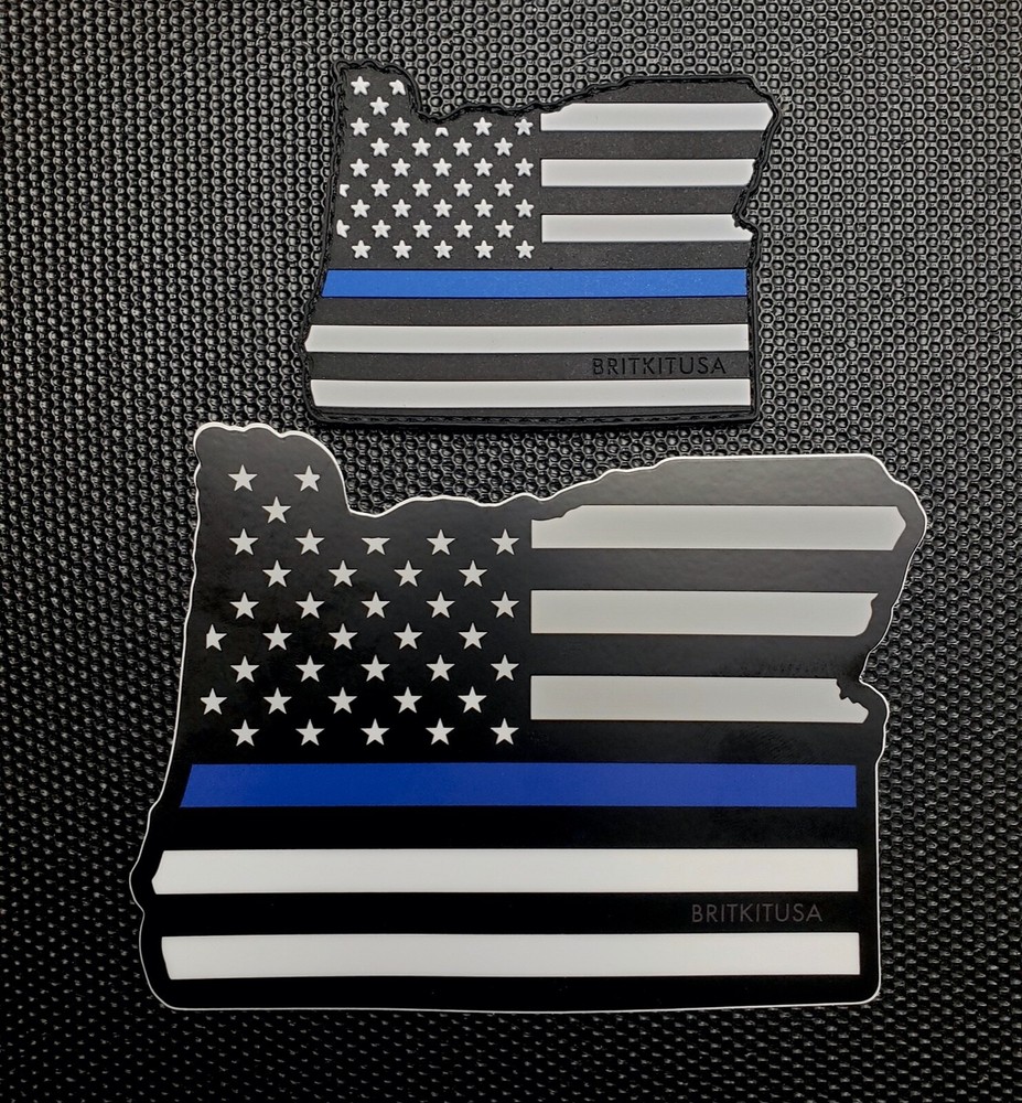 Oregon State Thin Blue Line 3D PVC Morale Patch & Decal Set OR TBL Sticker