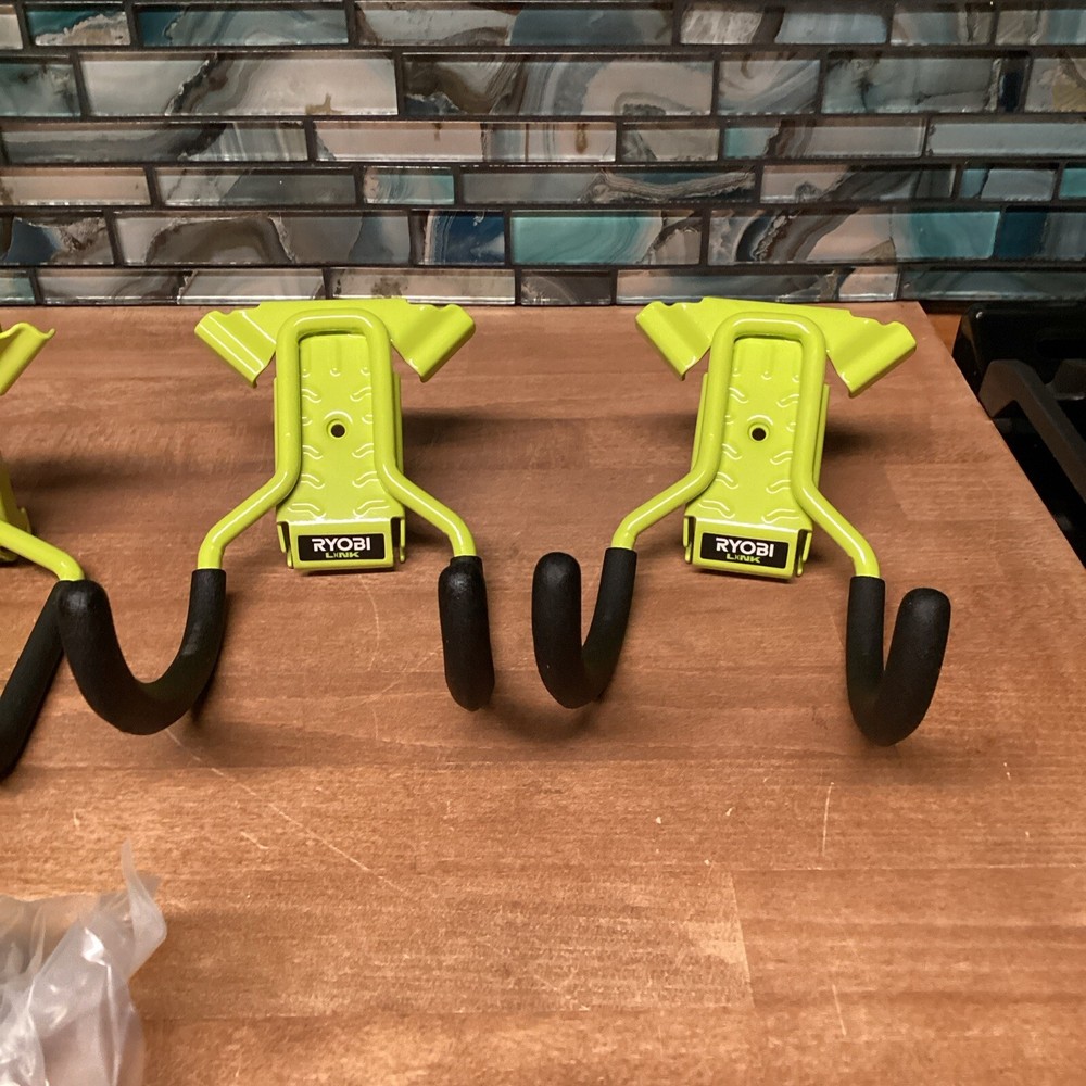 New Ryobi Link 4 Piece Set Hook Drill Wall Mount Storage Rack Tool - System Hang