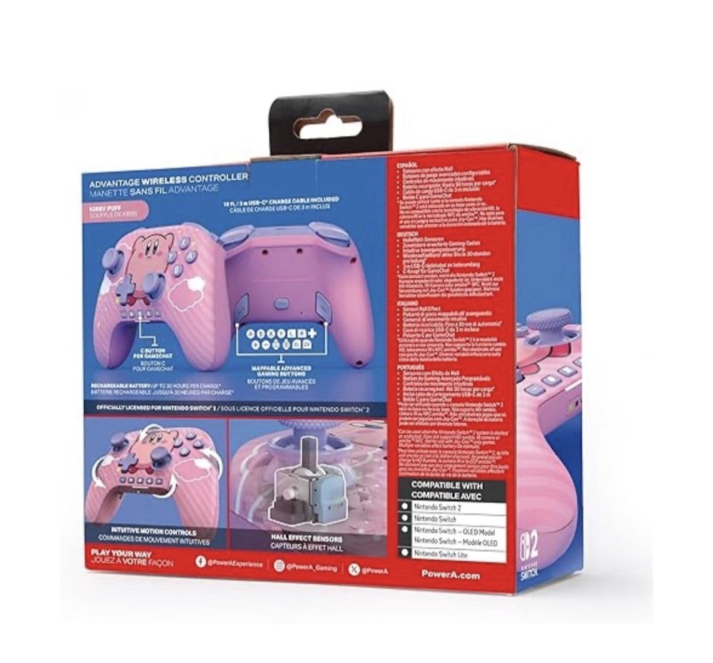 PowerA Advantage Wireless Controller Nintendo Switch 2 Kirby Puff Hall Effect