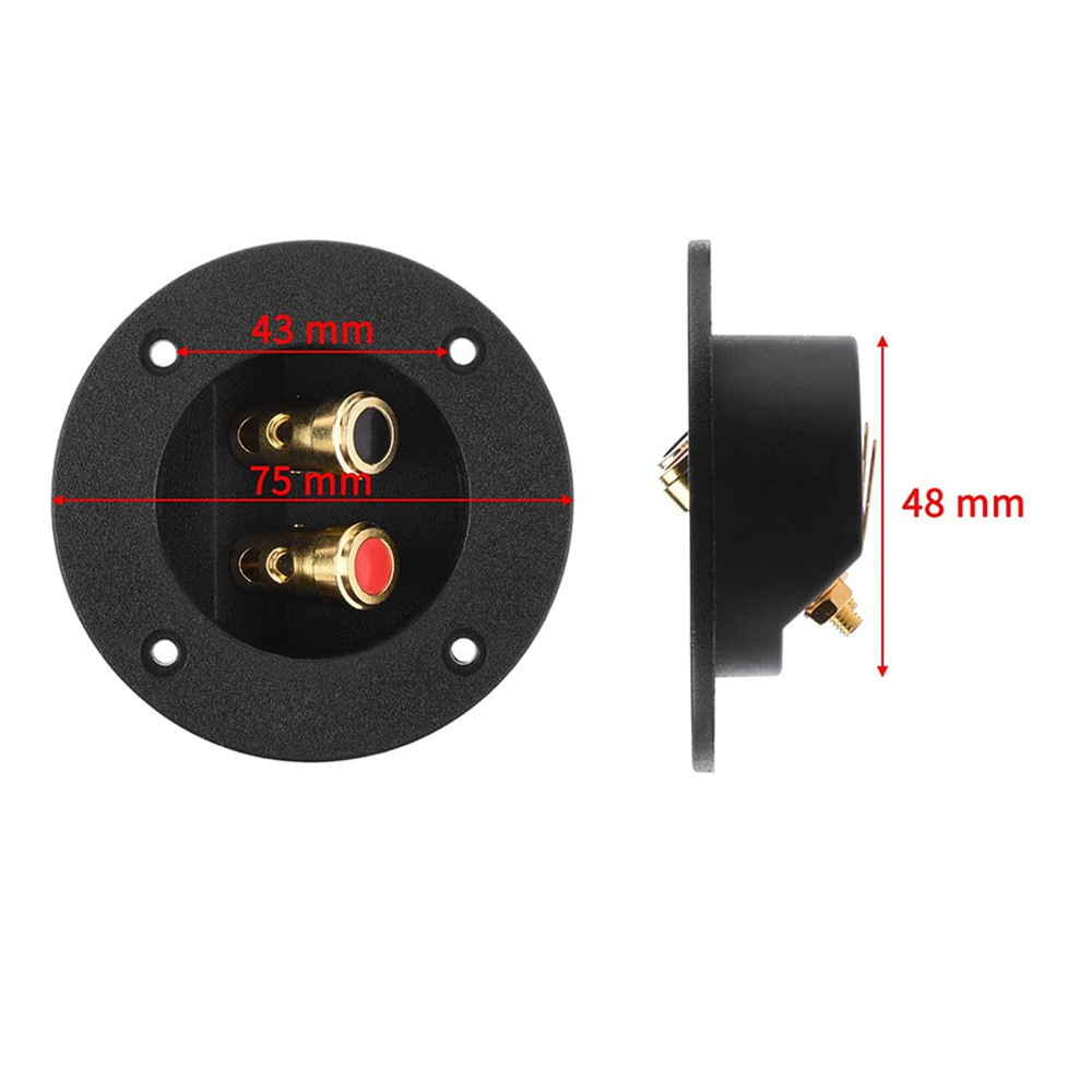 BLUECELL 1 Pair 3-Inch Double Binding round Gold Plate Push Spring Loaded Jacks