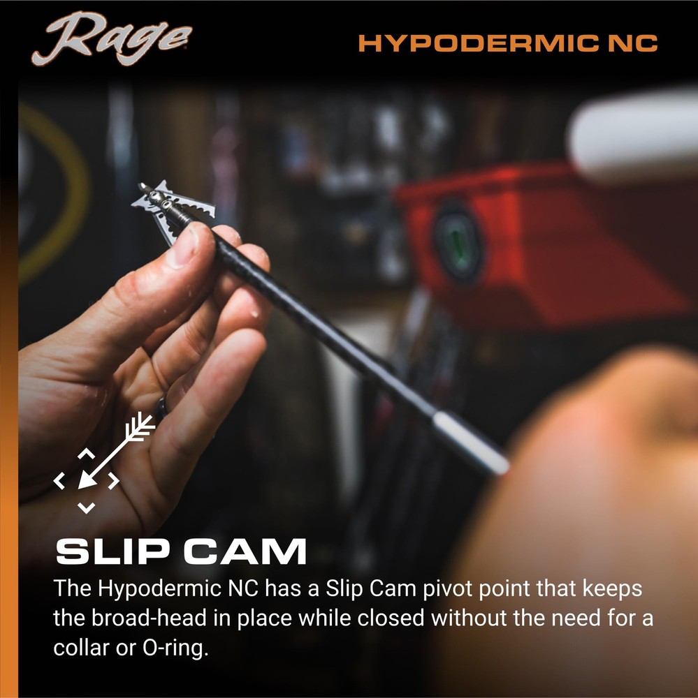 Rage Hypodermic 2-Blade Crossbow NC Broadhead, 100 Grain, Silver, 3 Pack