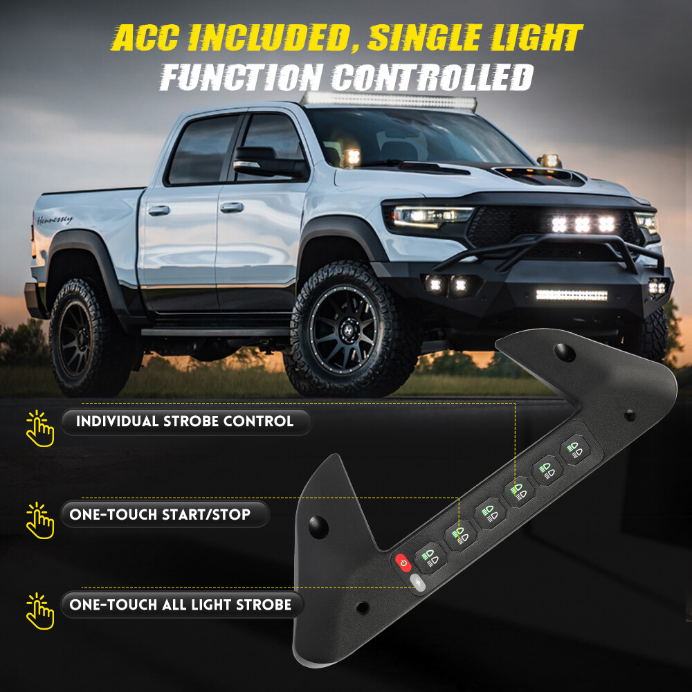 Wireless Grab Handle Switch Panel For Dodge Ram RGB 6 Gang Light Remote Control