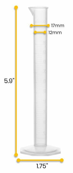 Eisco Labs 10ml Graduated Cylinders, Class B - Polypropylene - 24 Pack