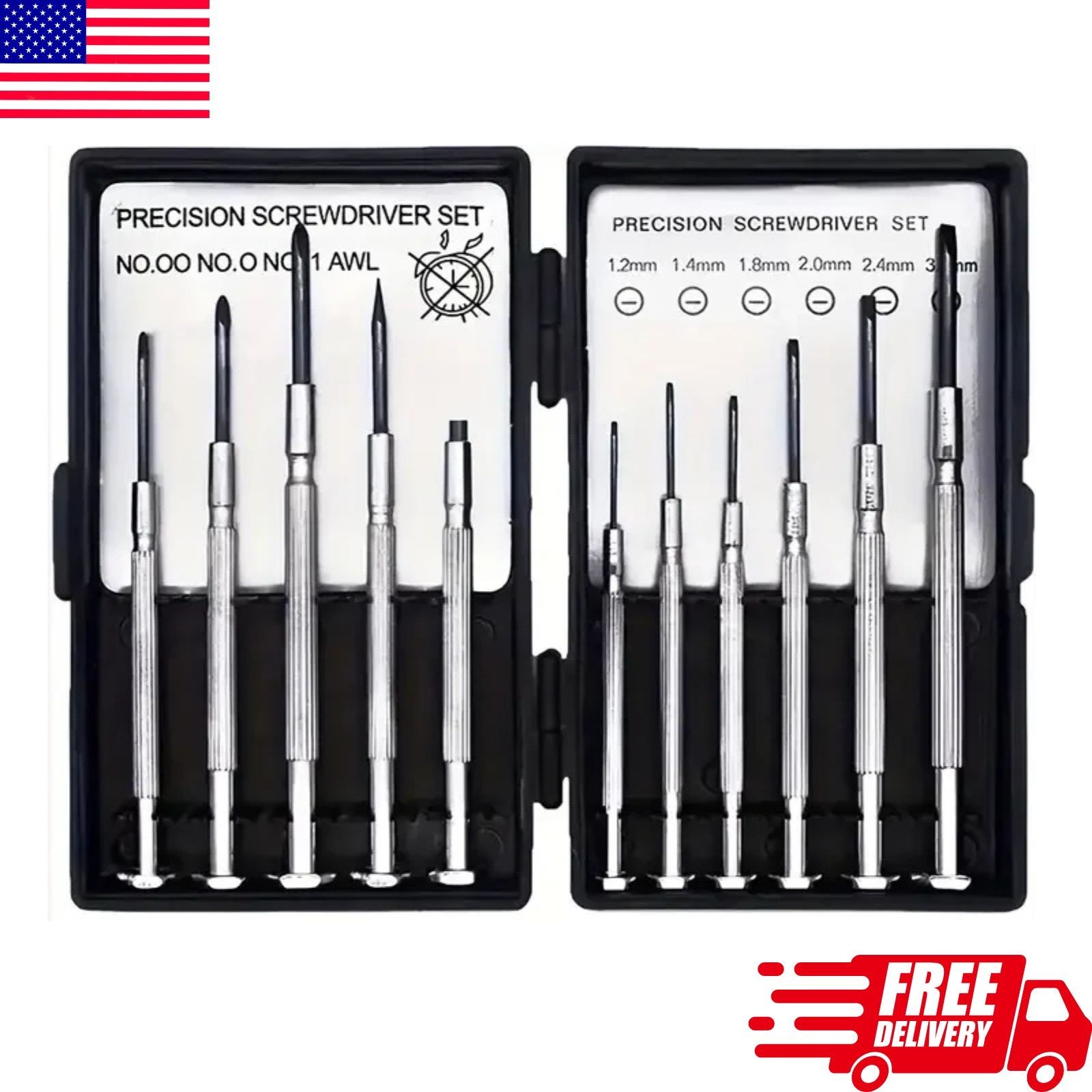 11pc Small Precision Screwdriver Set Mini 6 Sizes Flat Philips for Watch Glasses