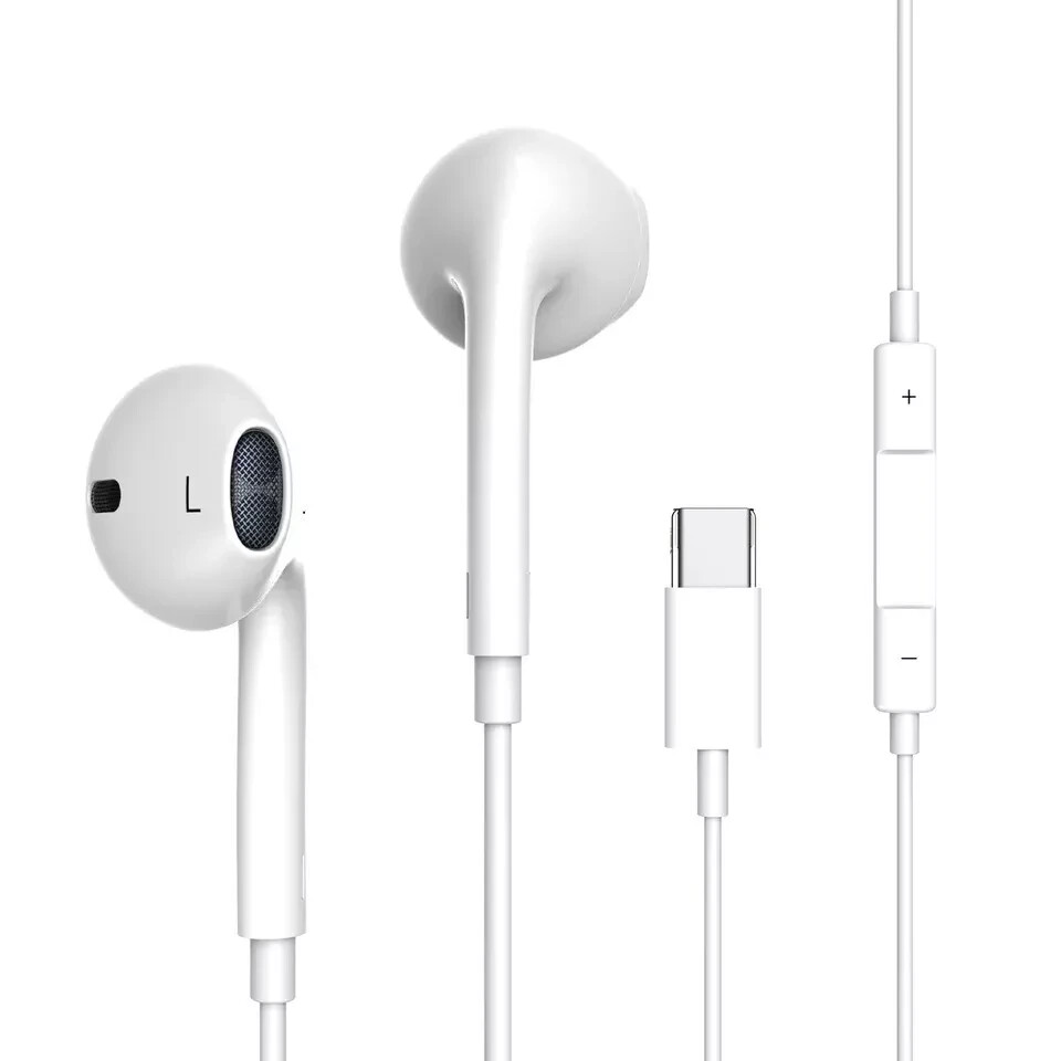 For iPhone 16 15 Pro Max iPad Pro Wired USB Type-C Stereo Earbuds Headphones