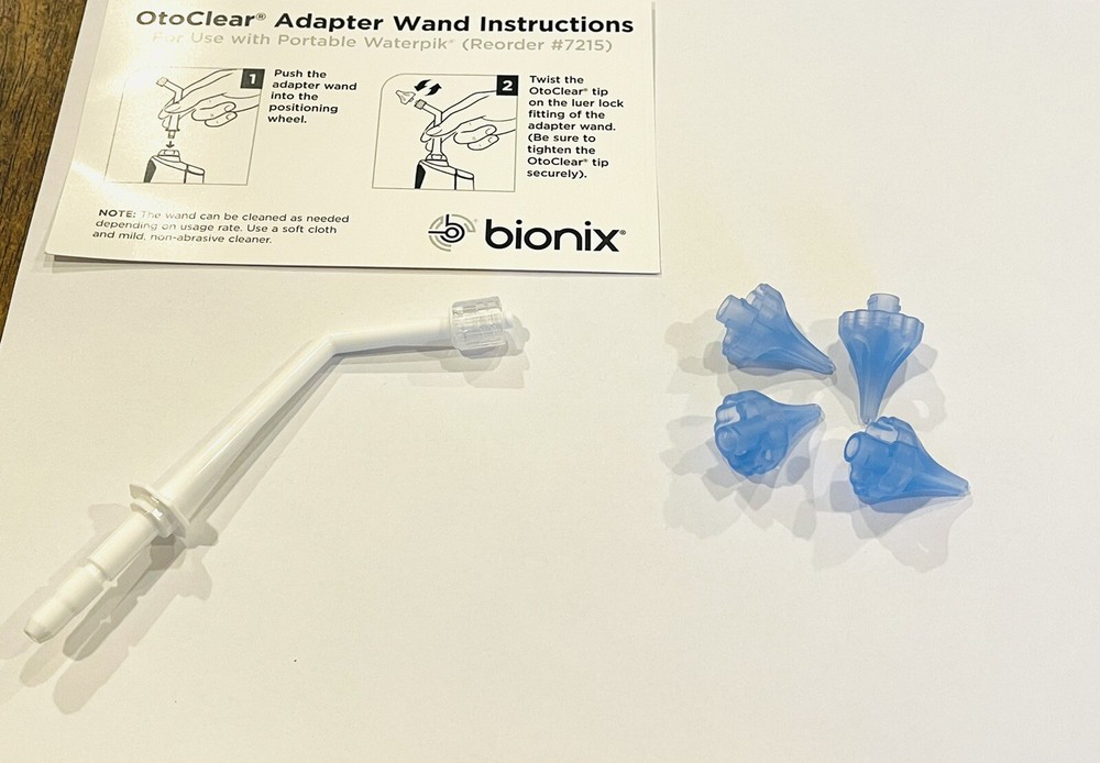 Bionic Otoclear Waterpik 1pc Adapter Wand & 4pcs Ear Irrigation Tips Value Pack