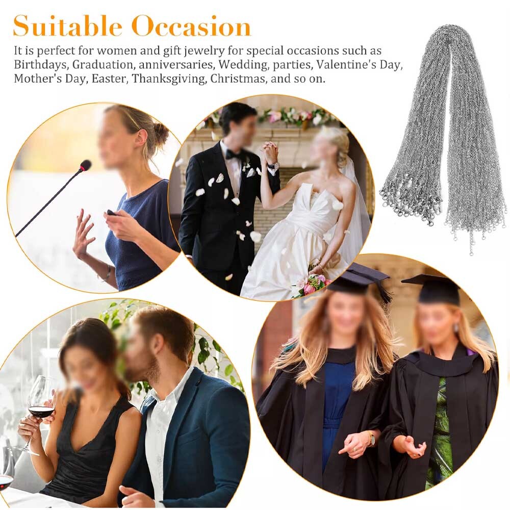 100pcs Wholesale Stainless Steel Silver Tone Necklace for DIY Jewelry Chains US