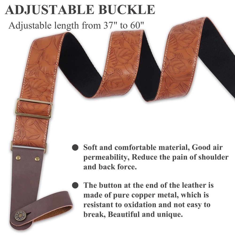 Adjustable Guitar Strap Includes 2 Strap Locks & 2 Matching Picks & 1 Picks H...