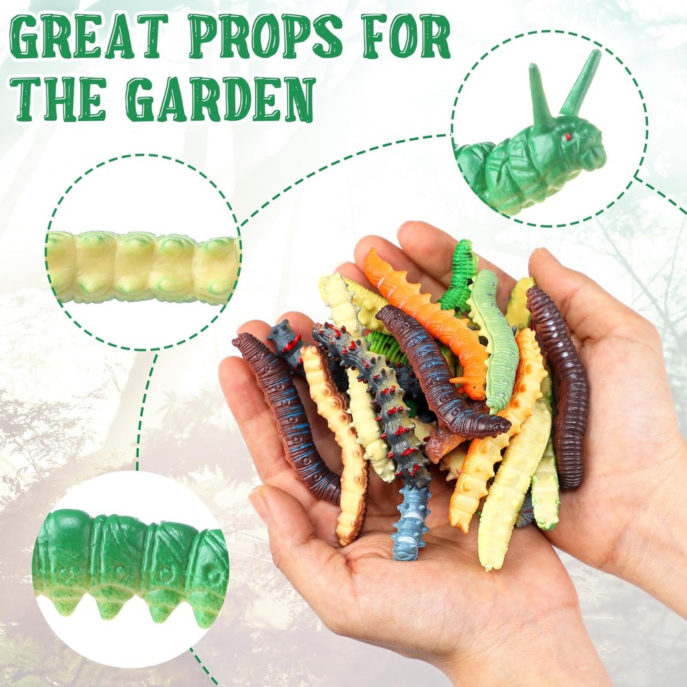 Arrowbash 24 Pcs Simulation Caterpillar Fake Worm Crawling Insects...