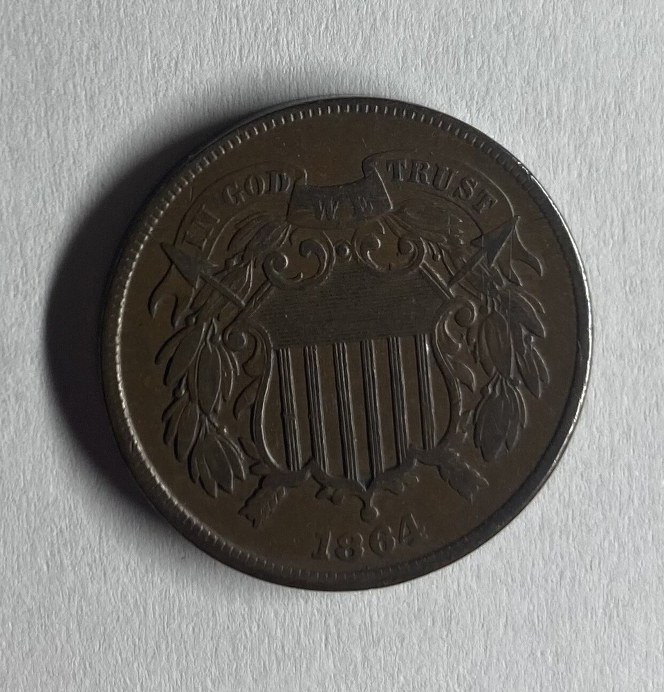 (I) 1864 Large Motto 2C Two Cent Piece