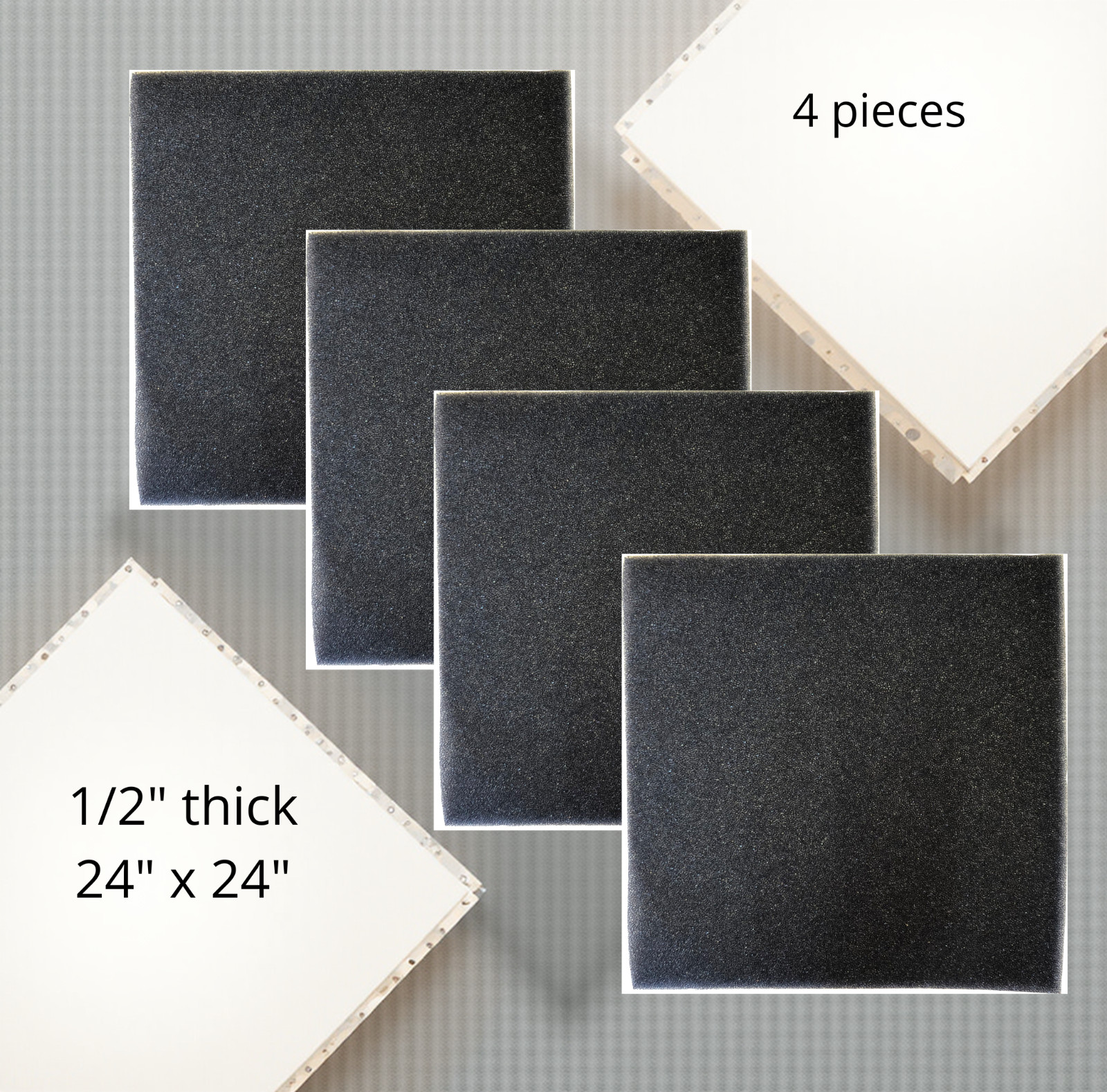 Foam Filter Media 1/2" thick 24" x 24" pcs 30PPI Open Cell 4 pcs