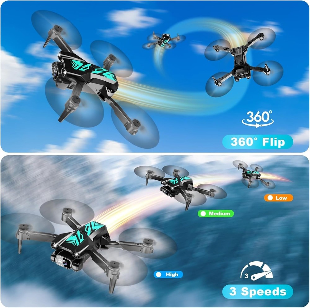 Cyan Mini Drone with Camera 1080P FPV Foldable App Control for Beginners