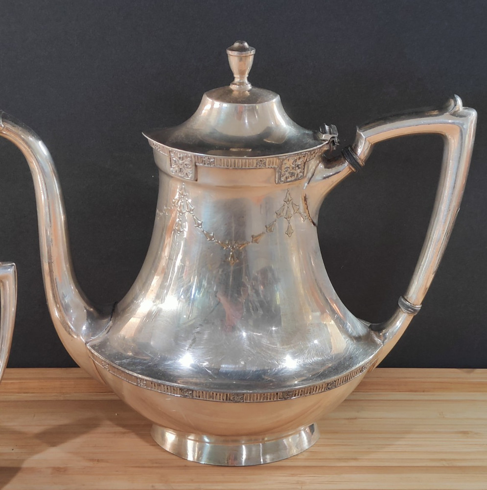 Vintage Silver Plate Coffee/Tea Service Set Art Deco Pattern