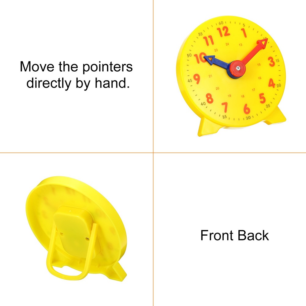 4 inch Teaching Clock Learning Time 24 Hour 2 Pointers, Yellow