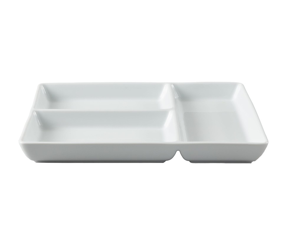 Better Homes & Gardens White Porcelain Rectangular Divided Tray, 9 x 10
