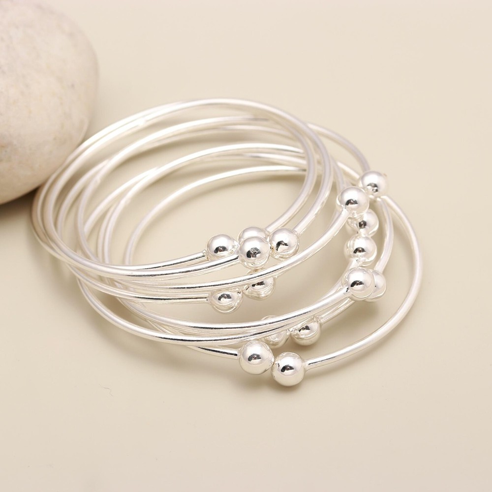 925 Sterling Silver Bangles Handmade Dainty Bangle 8 PC SET Boho Jewelry