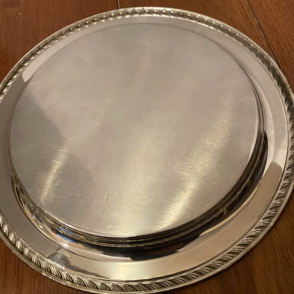 2 VTG Silverplate Etched Engraved Design 1 Marked Oneida 12”& 10”