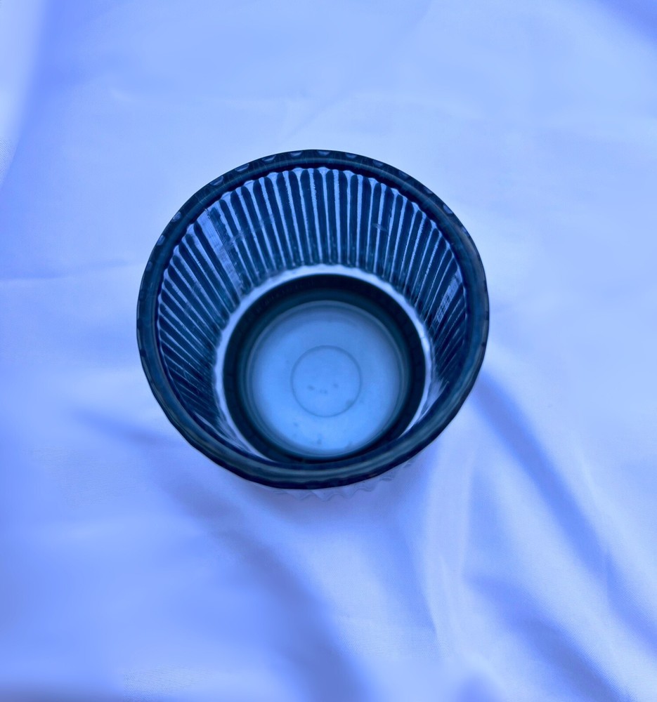 Empty Candle Jar-Blue With Ridges- Golden Base- DIY Candle Making- Repurposed