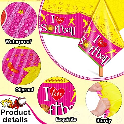 3 Pcs Softball Tablecloth Party Decorations Softball Rectangle Plastic
