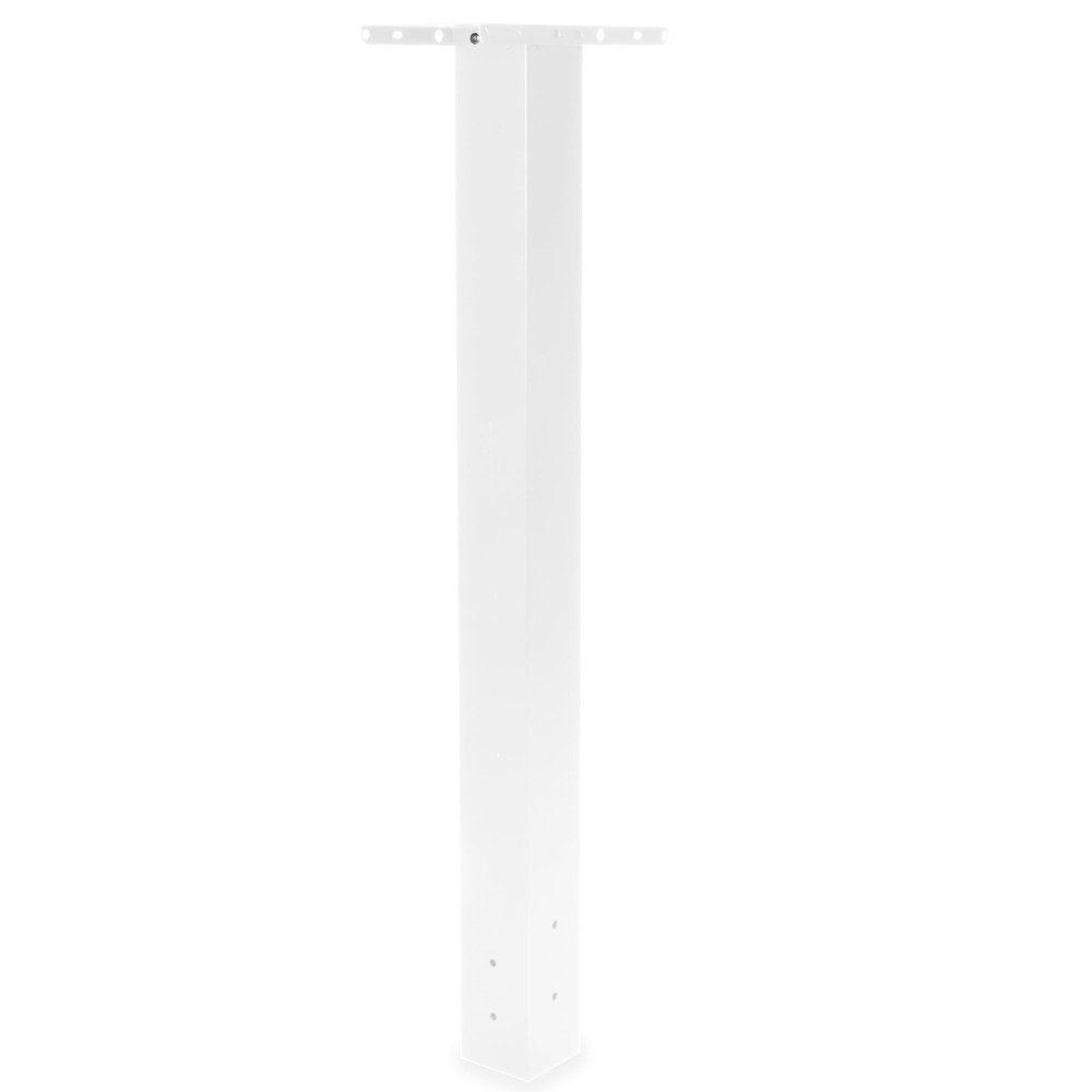 White Mailbox Post Outside 43x4x4 Metal Sleeve Two Universal Mounting Brackets