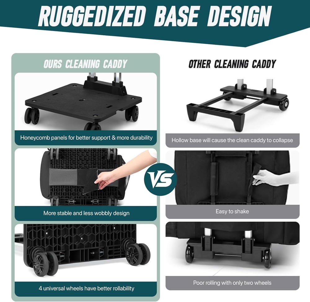 Large Rolling Cleaning Caddy Bag with Detachable Trolley for Effortless Mobility