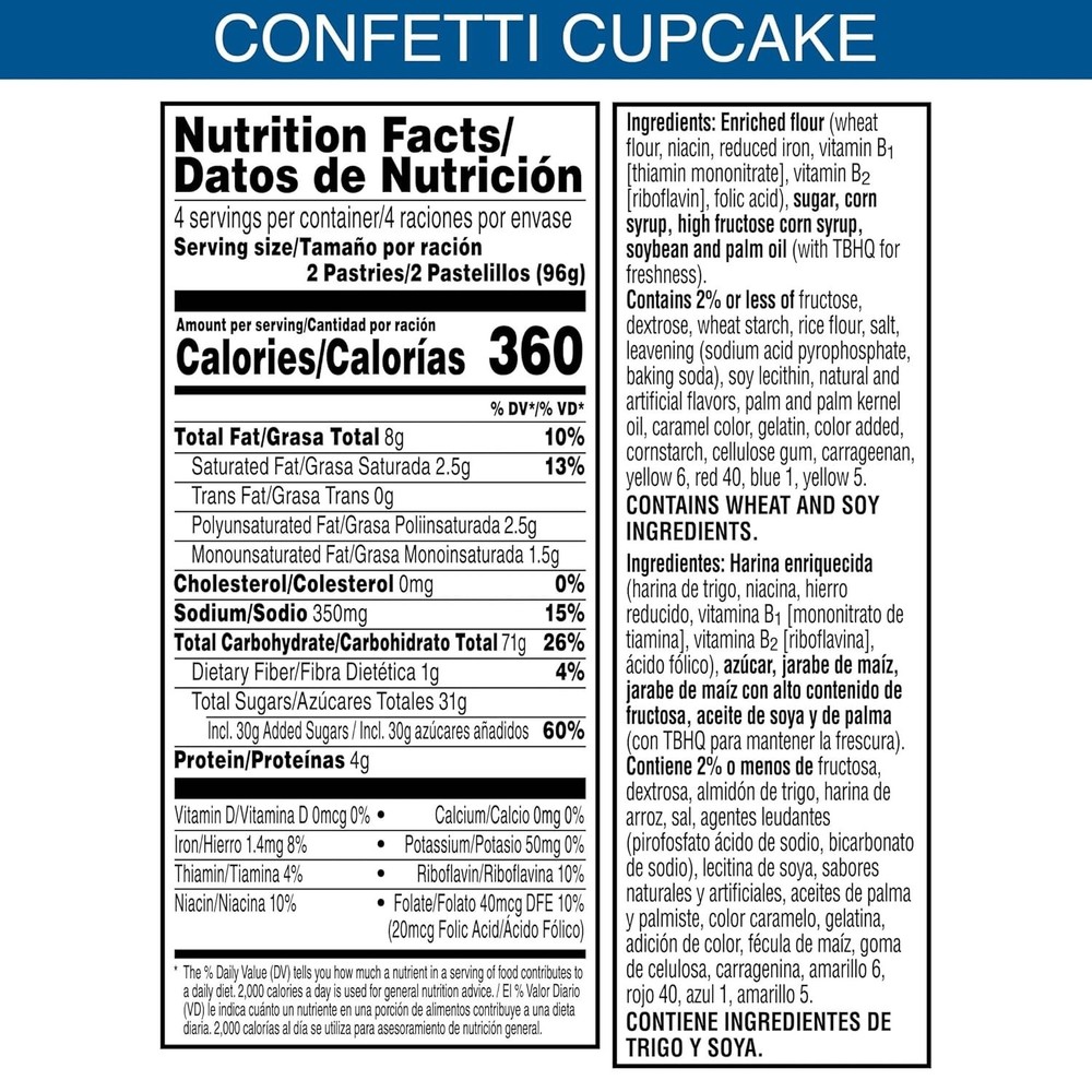 Breakfast Toaster Pastries, Frosted Confetti Cupcake 96 Count