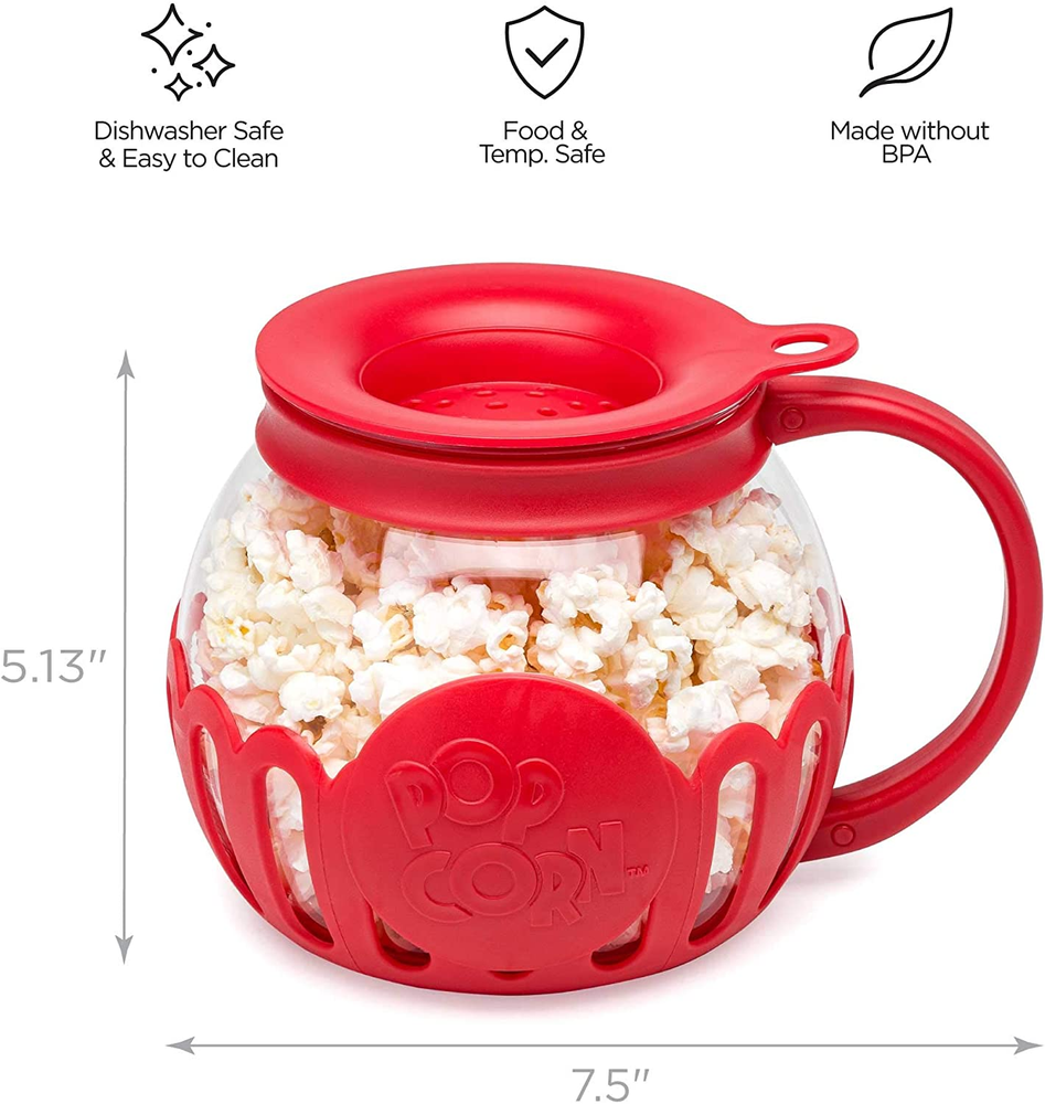 Ecolution Original Microwave Micro-Pop Popcorn Popper, Borosilicate Glass 1.5
