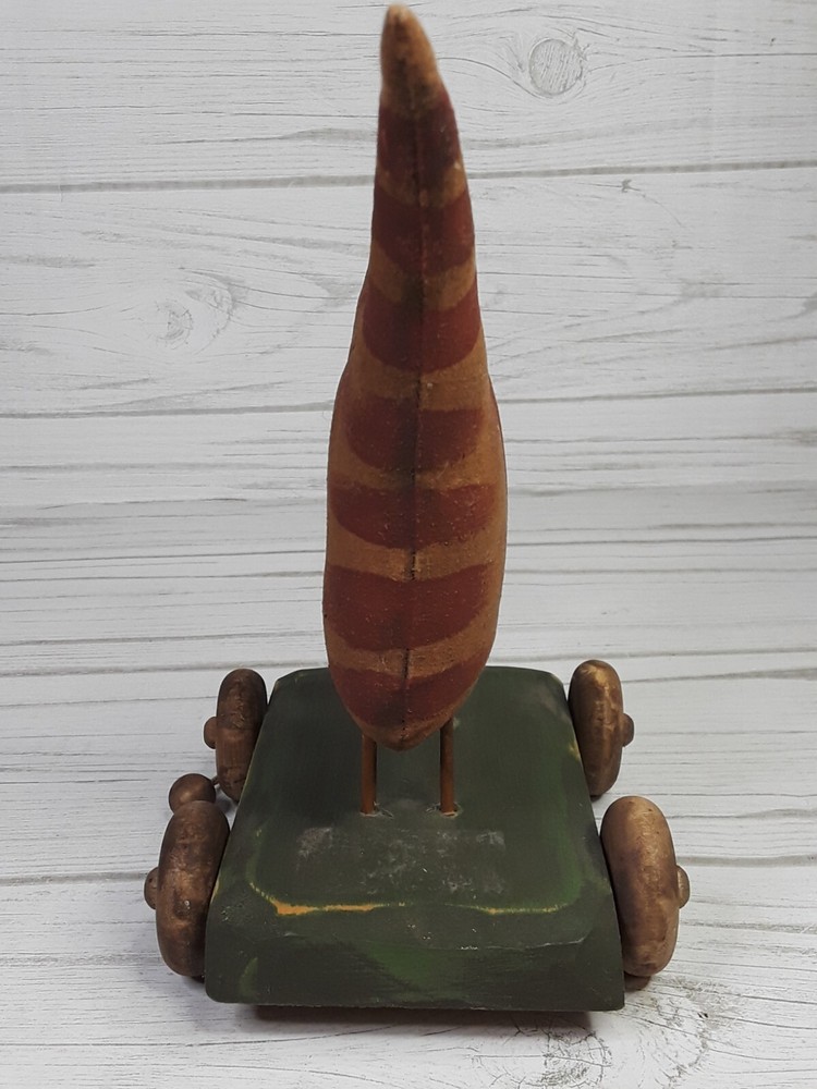 Primative Cloth Canvas Cat Pull Toy Folk Art Hand Painted Made Functioning