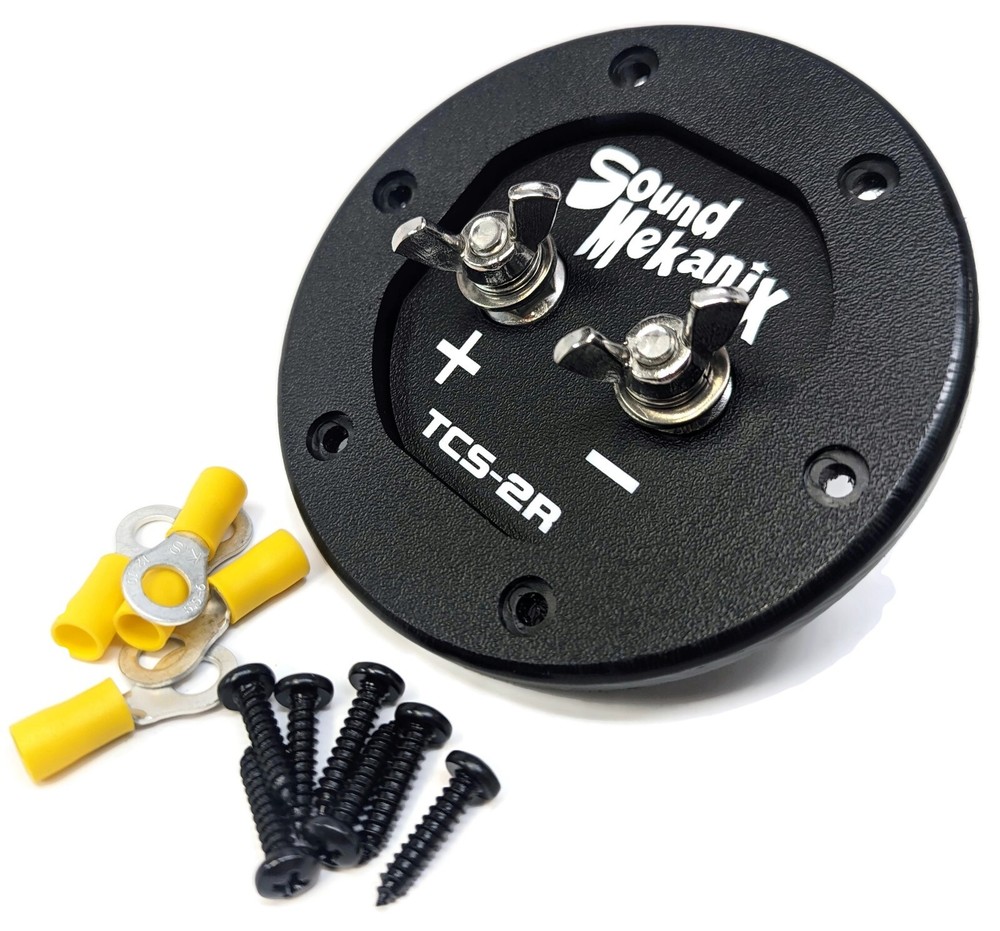Round Subwoofer Speaker Box Terminal Cup, Single Input - TCS-2R BLACK