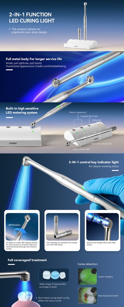 COXO LED Curing Light Cure Lamp With Caries Detection Function Metal DB686 NANO