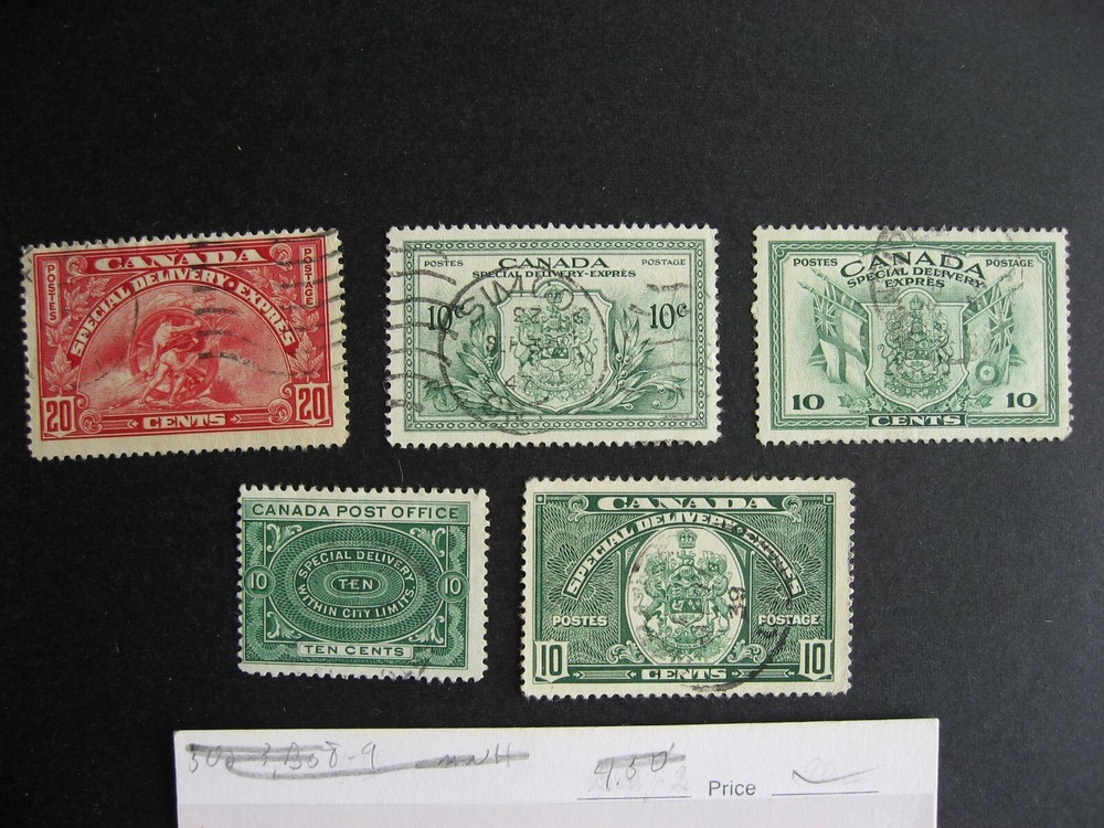 Canada 7 different used Special Delivery stamps!