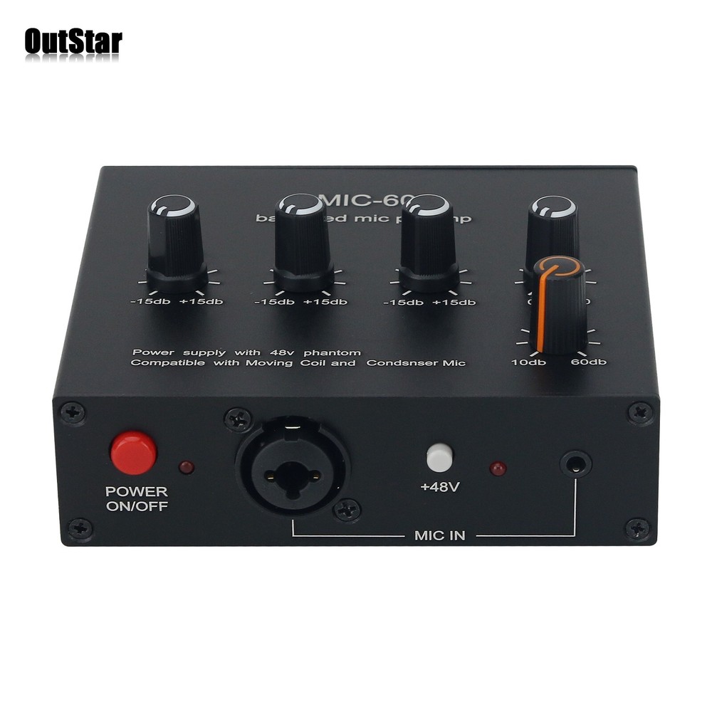 MIC-60 3-Band Equalizer Balanced Microphone Preamplifier w/DC Cable + XLR Cable