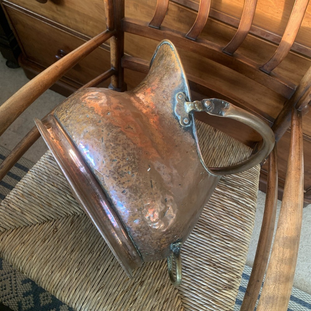 Antique victorian copper coal scuttle bucket