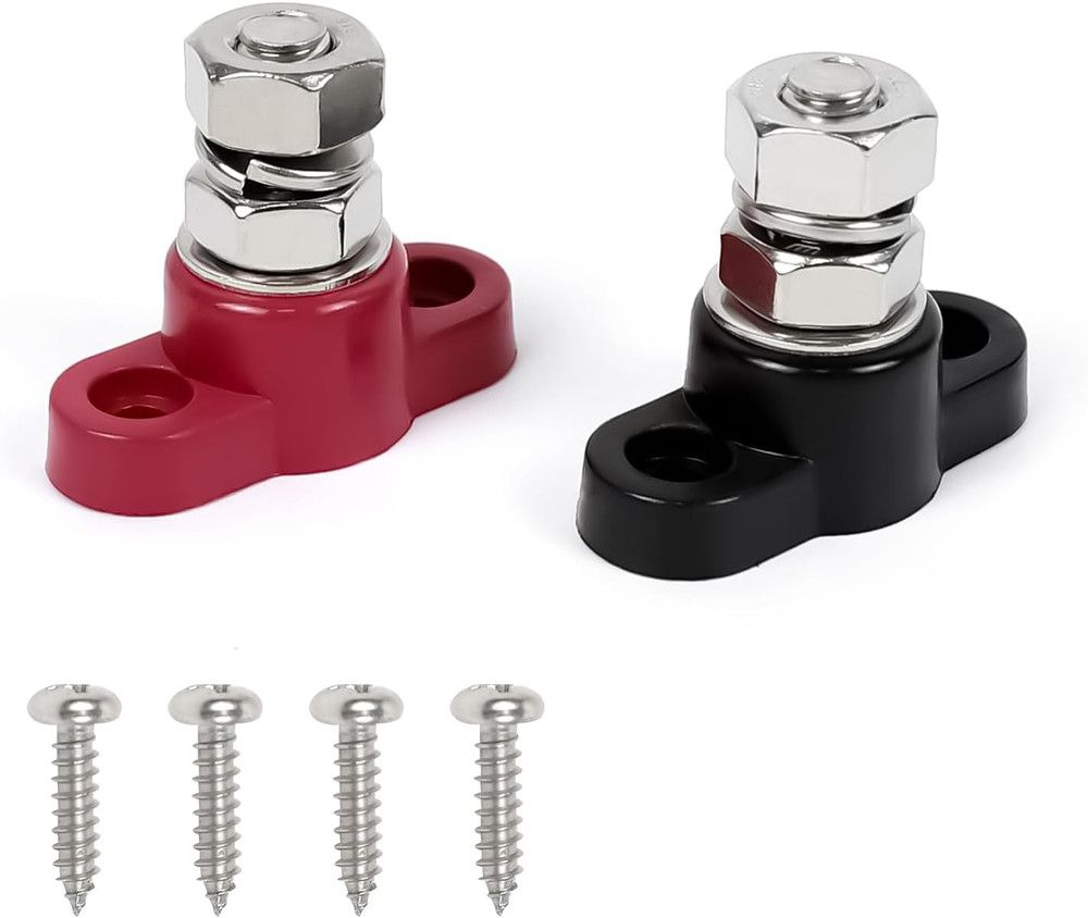 2PCS Single Stud Battery Junction Posts Block, 12V 3/8" Insulated Battery Cable