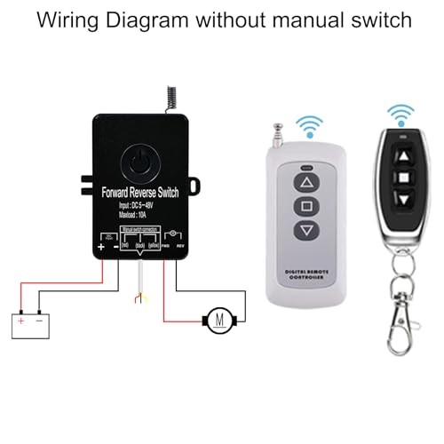 Waterproof Forward Reverse Remote Control Switch up to 168 FT,DC 5V to 48V