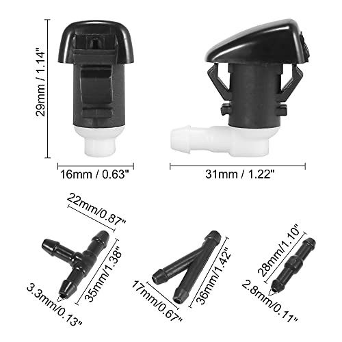 Front Windshield Wiper Nozzles Kit for Dodge Durango with Gaskets 2 Meter