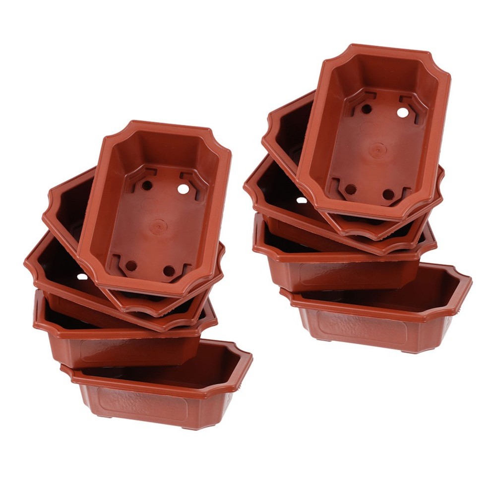 10 Pcs Bonsai Tree Pots Planters Large Clay Rectangle Terracotta