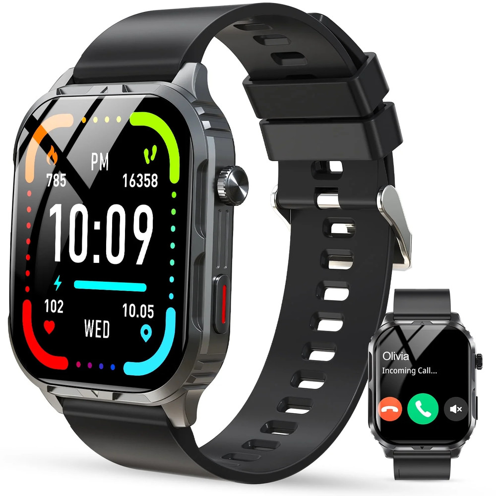 2024 Waterproof Smart Watch for Android/iOS with Bluetooth Call - Black