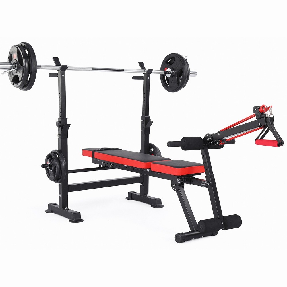 600lbs Weight Bench Set with Squat Rack Foldable Adjustable Bench Press Set NEW!