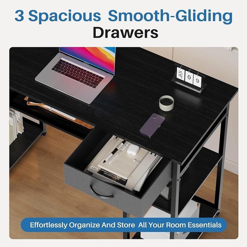 Modern Computer Desk Ample Storage Versatile Durable Easy Assembly Home Office