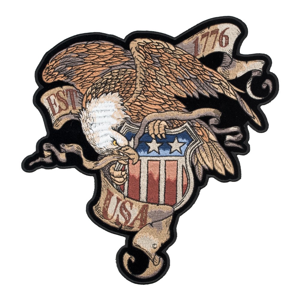 Established 1776 USA Eagle & Crest Patch, Patriotic Back Patches