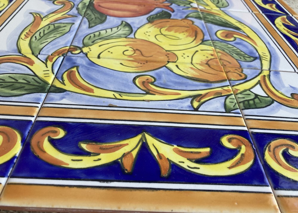 24" x 18" Ceramic Tile Mural Backsplash Kitchen Wall Hand Painted Pomegranate