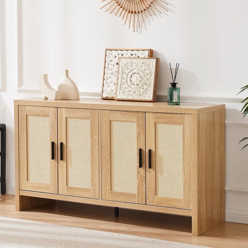 Large Kitchen Storage Cabinet Adjustable Shelves Sturdy Buffet Console Table New
