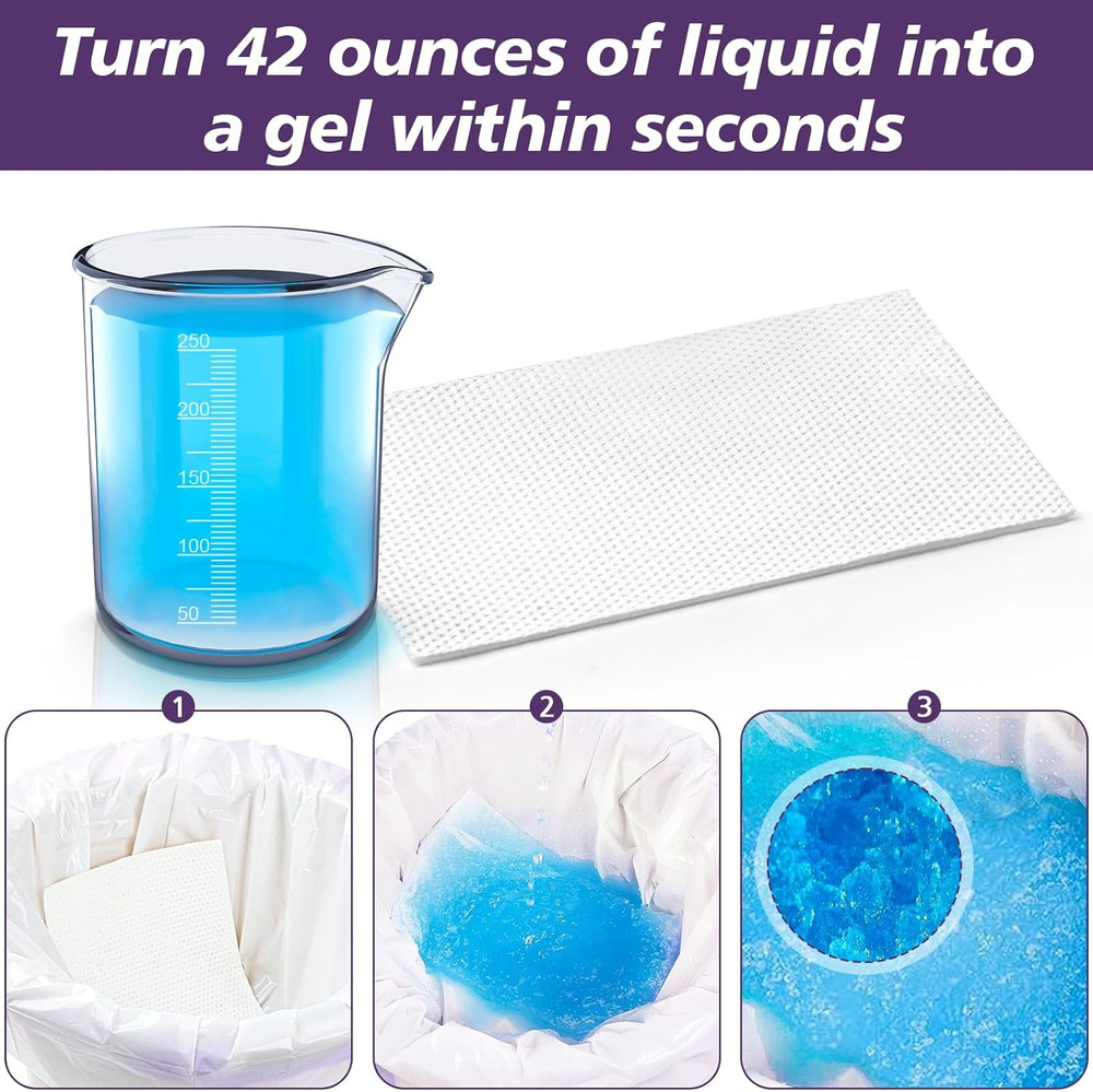 Commode Liners with Absorbent Pads, 60 Commode Liners and 60 Commode Pads, Potty