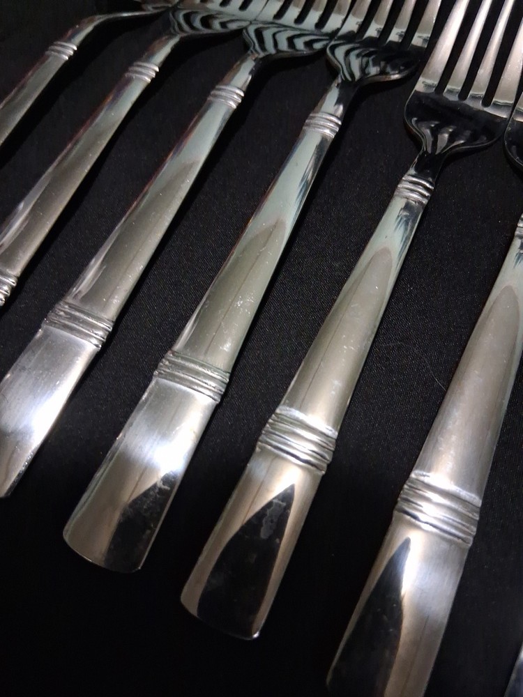 58 Pc Set Cambridge Braylen Mirror Stainless Bands Flatware Silverware