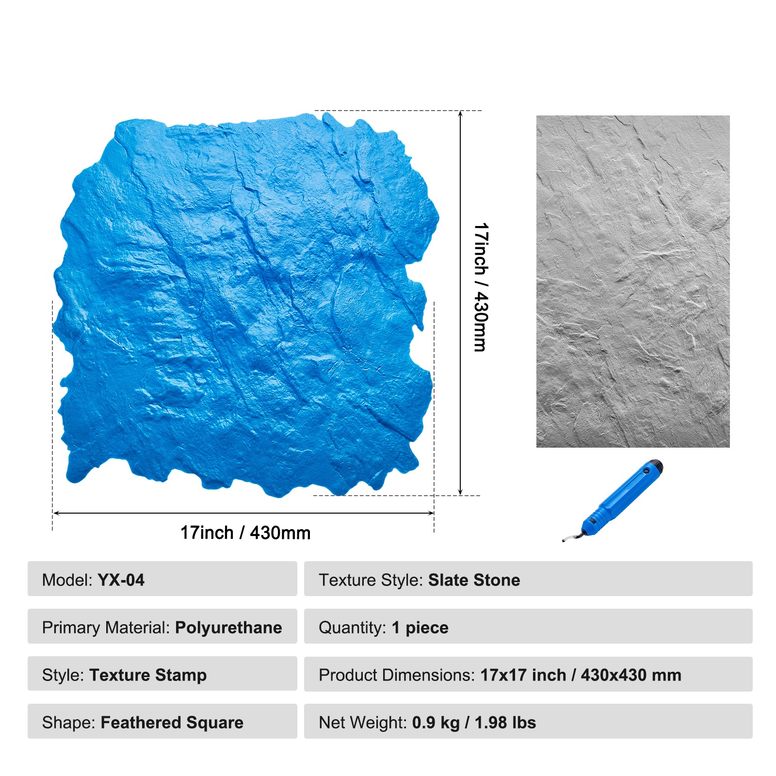 Concrete Stamps Mat 18 x 18 in Concrete Texturing Skin Polyurethane Stamp