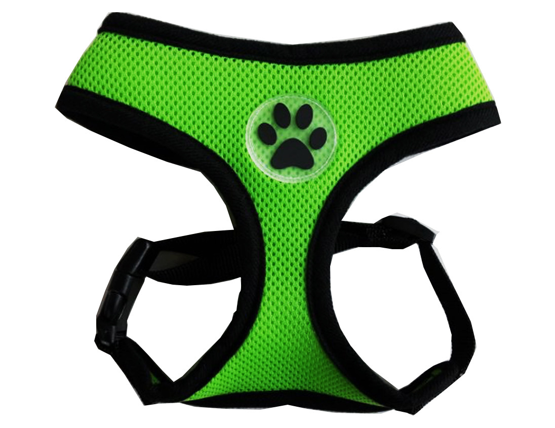 Dog Mesh Harness No Pull Adjustable Soft Breathable Mesh Paw Design XS S M L