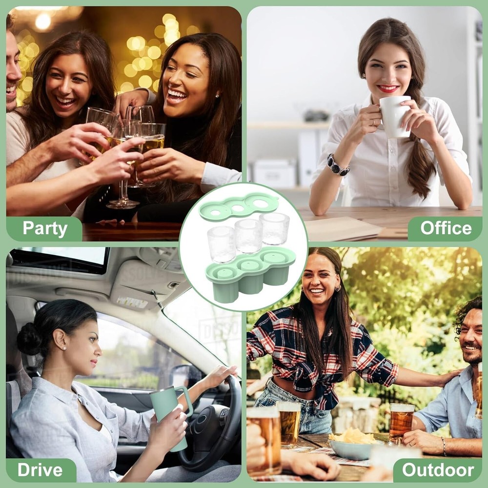 Silicone Ice Cube Tray Set with Lids Stackable Easy Release Freezer Mold